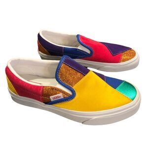 Rare VANS Pride Patchwork SLIP ON Skate Shoes UNISEX Women’s SZ 7.5 /Men’s Sz 6